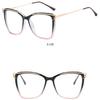 Women's metal large frame hollow TR90 glasses frame Fashionable personality plain makeup anti-blue light glasses