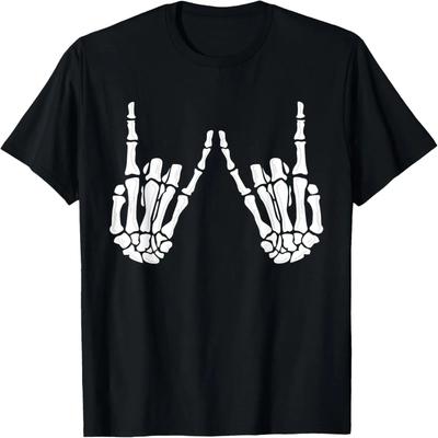 Skeleton Hand Gestures - Rock Skeleton Hands - Halloween T-Shirt