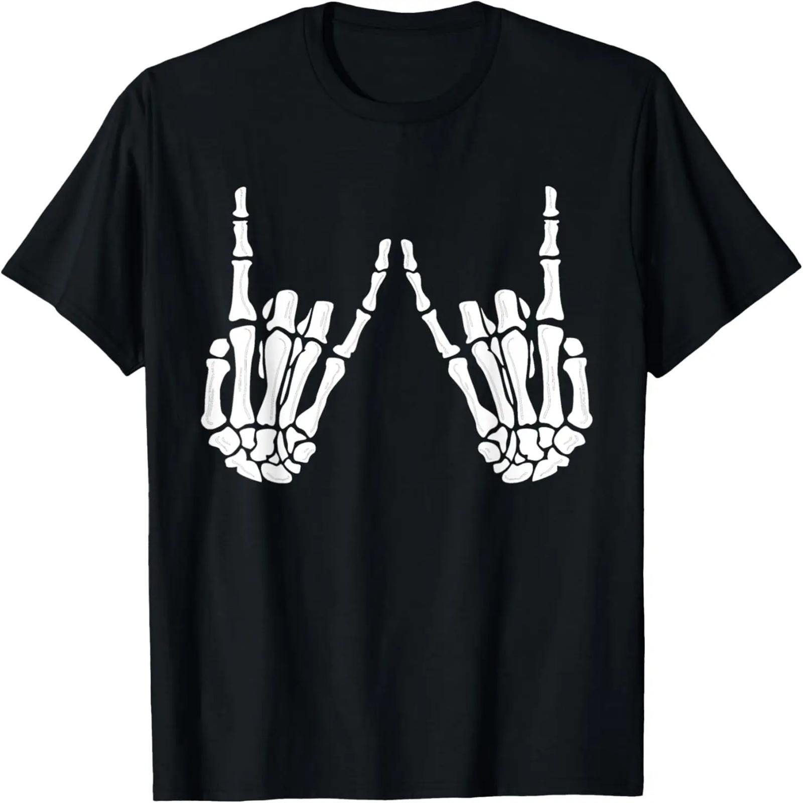 

Жесты рук скелета - Руки скелета в жесте рока - Хэллоуинская футболка XXXXXL чёрный