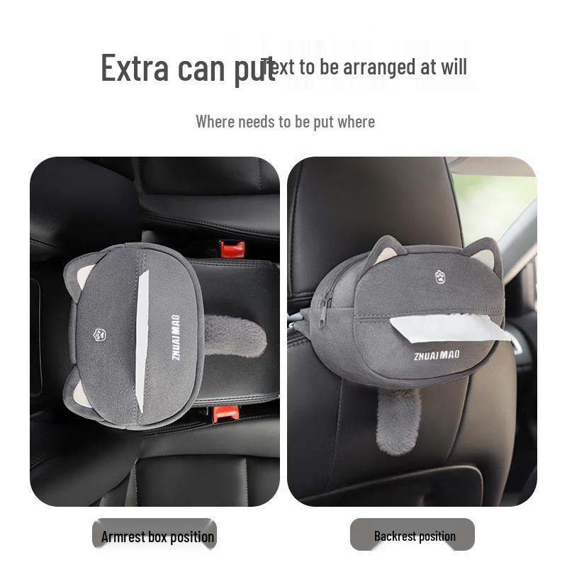 Zhuaimao Uchwyt na chusteczki do samochodu z kocimi uszami