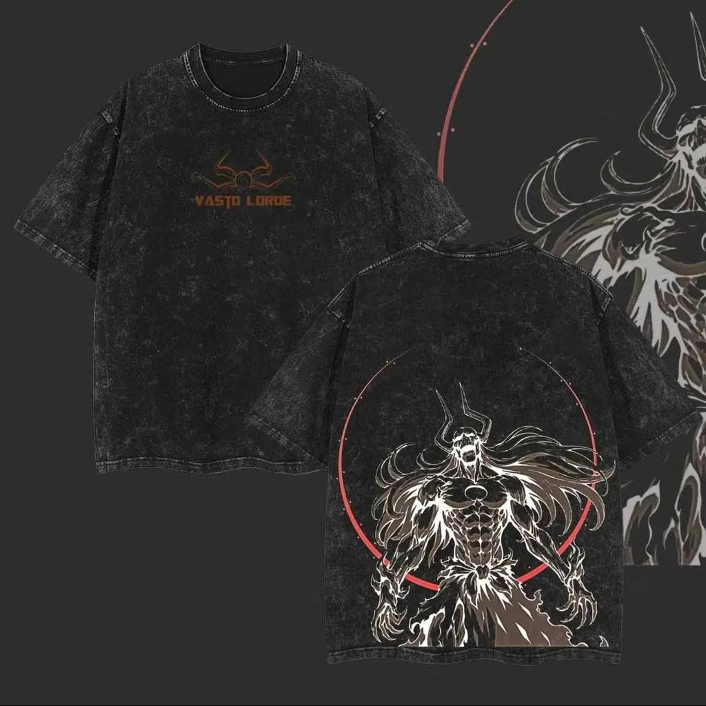 Hot-blooed Anime Bleach Kurosaki Ichigo Manga Graphic Print T-Shirt Men Women Vintage Washed Cotton Summer New Tee Streetwear Fashion Oversized Top