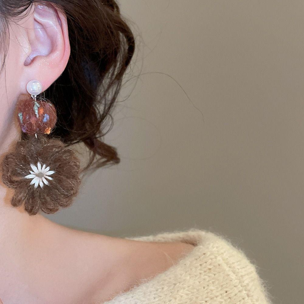 Cute Flower Crochet Earrings Temperament Bohemia Dangle Earrings Daisy Flower Earrings Daily