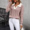 Cross-Border Autumn/Winter Fashion Casual V-Neck Cable Knit Sweater for Women