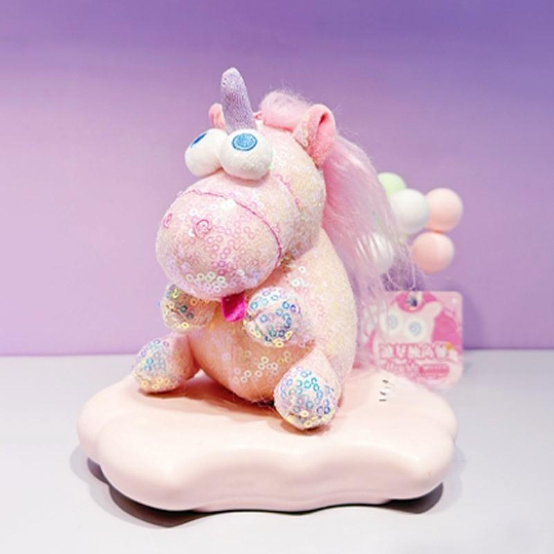 Jinnew Scruffy Creative Unicorn Plush Cartoon Pendant With Sequins For Girl