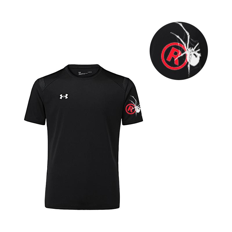 Under Armour Custom Sports Loose Quick-Dry Moisture-Wicking Round Neck Pullover Short Sleeve T-Shirt Unisex Tops Black 21500525-001(TEAM702-A25)