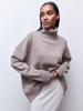 Ladies' Two-Lapel Loose Fit Sweater, High Collar, European Size, Anti-Pilling for Autumn and Winter