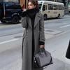 Damen Herbst und Winter Temperament Pendler Anzug Kragen Zweireihiger Langer Mantel