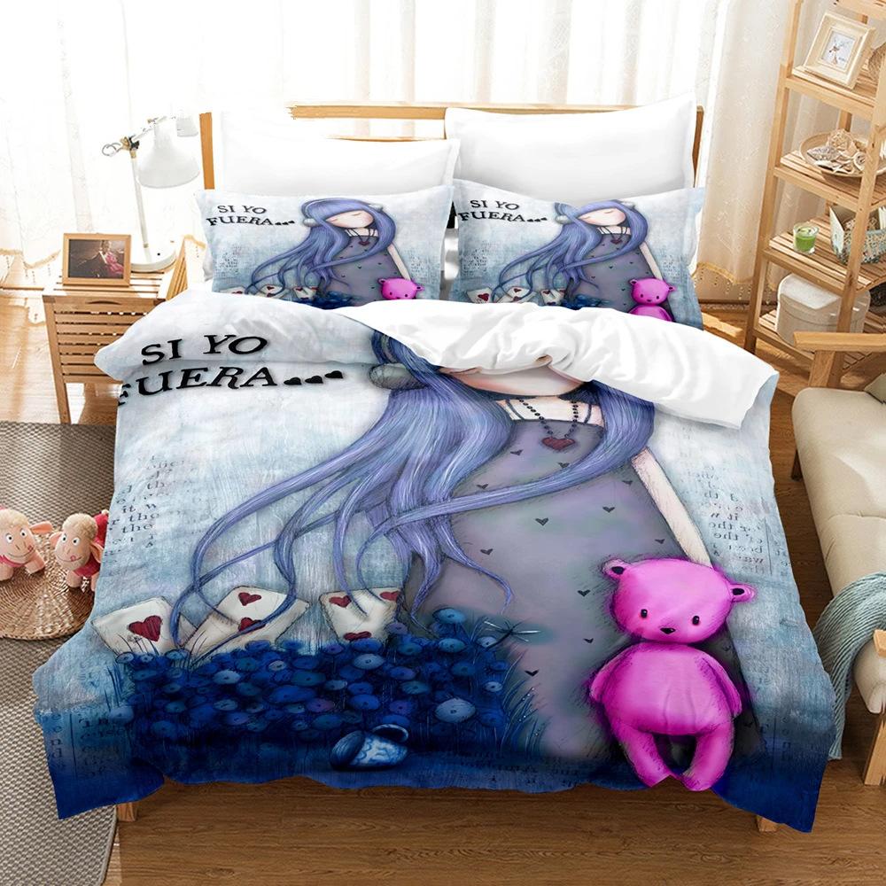 Anime Girl Down Quilt Cover Set King Bedding Set With Pillowcase Quilt Cover Three-Piece Set