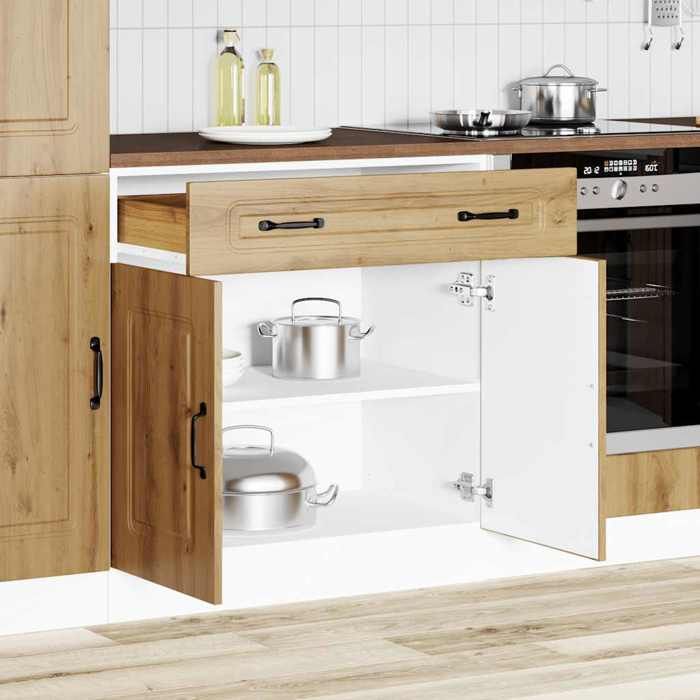 VidaXL Armoire de cuisine Kalmar chêne artisanal bois d'ingénierie, meuble bas d'évier, meuble bas de cuisine avec tiroir, 853506