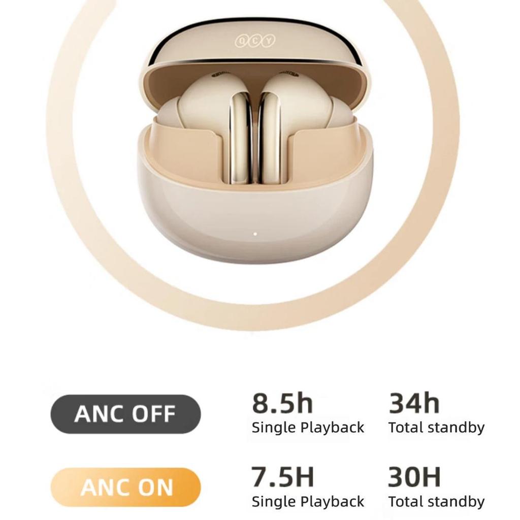 Qcy Bluetooth Earphones, Active Noise Cancellation, Low Latency, Noise Reduction, Green