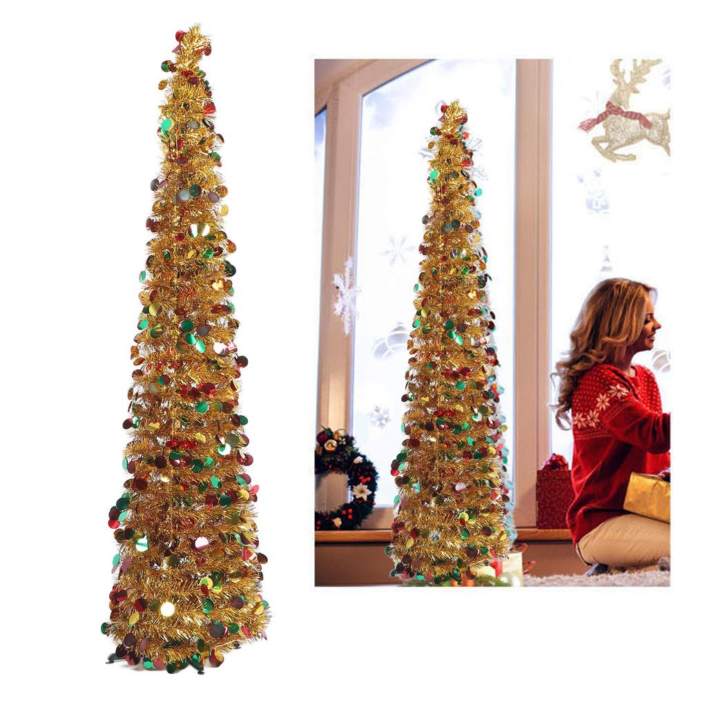 1,5m PET Faltbarer Künstlicher Weihnachtsbaum Pailletten Up Weihnachtsbaum für Heim-Feiertagsdekoration