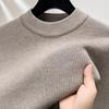 Men'S Fleece Thickened Knitted Sweater Crew Neck Bottoming Shirt Top Men'S Integrated Fleece Sweater Solid Color