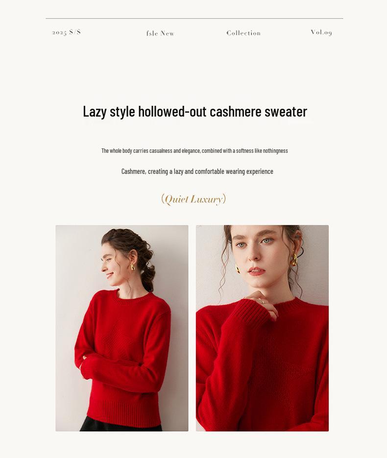 Women's Cashmere Round Neck Double Ply Thick Sweater - Solid Color, Loose Fit for Autumn & Winter