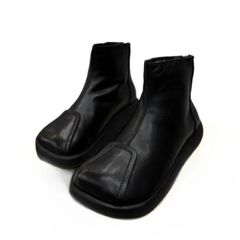 Pantofi plat pentru femei, cu platformă, botine de zăpadă până la gleznă, la modă, cu vârf pătrat, din piele, cu pluș, din bumbac, pentru femei, iarnă 2025, trend, călduroși, casual, botine de damă