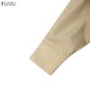 ZANZEA Women Casual Turn Down Collar 3/4 Sleeve Loose Shirt Dress