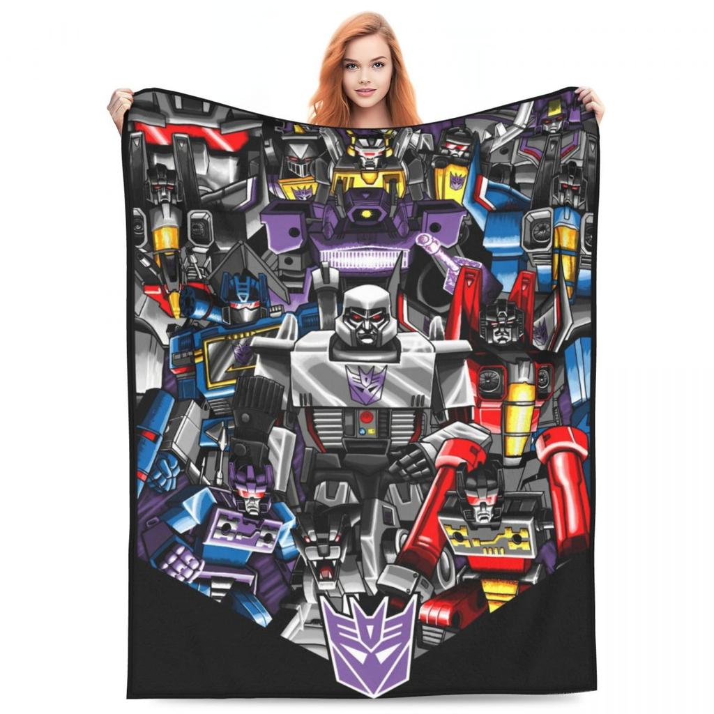 Cartoon Transformers Autobots Throw Blanket Flannel Bedspread For Couch Chair Sofa Bed Novelty Sofa Bed Cover