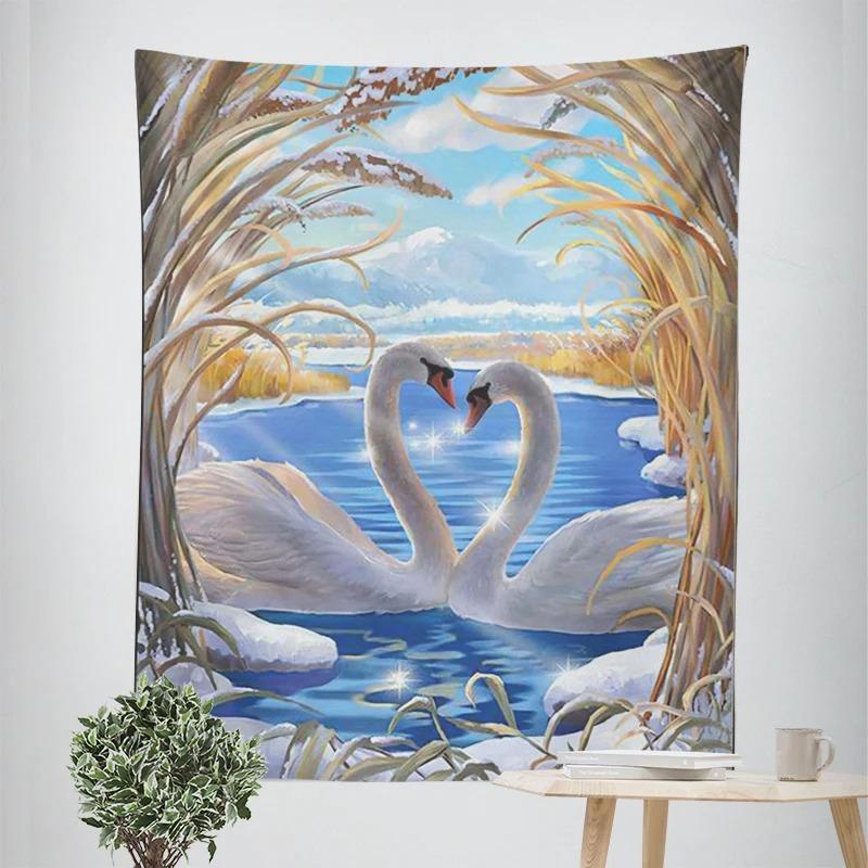 Beautiful Swan Decorative Tapestry Home Wall Decor Office Living Room Tapestry