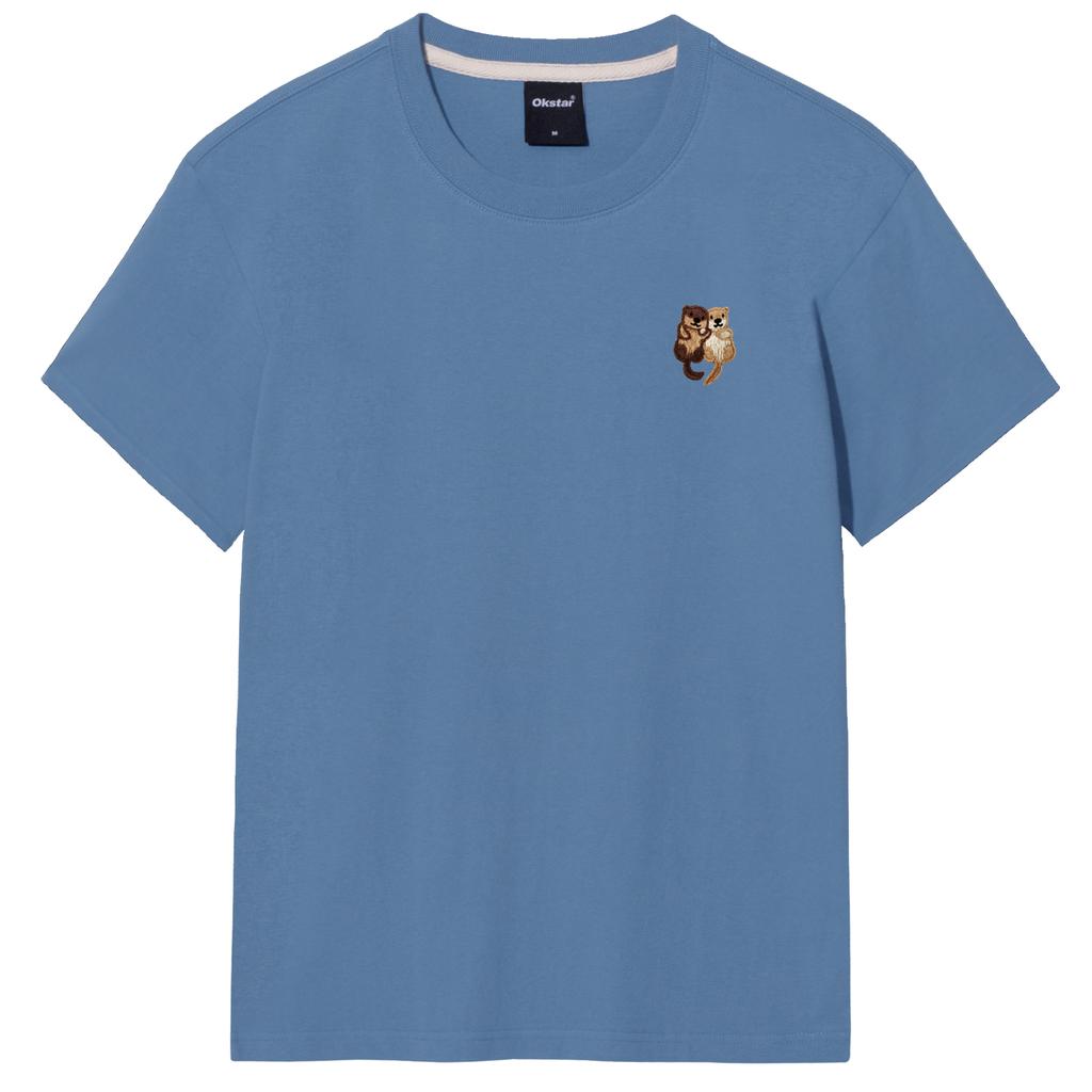 OKSTAR Sea Otter Embroidered Short Sleeve T-Shirt (Type B)