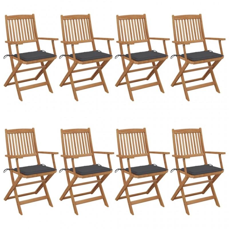 Day and Night - Day and Night Folding Garden Chairs 8 Units Solid Acacia Wood and Cushions