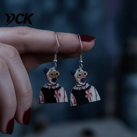 Edgy Gothic Aesthetic Jewelry 1 Pair Halloween Theme Dangle Drop Earrings for Women, Scary Blood Cool Gifts Best Friends Clown Acrylic Earrings,