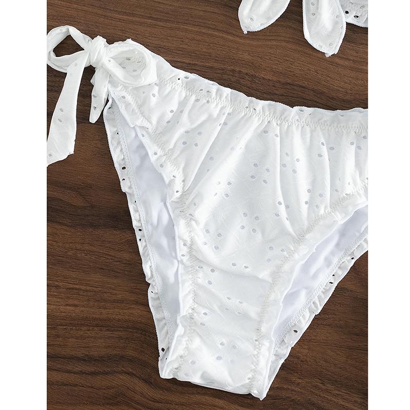 Knot Front Tie Side Bikinis Solid Color Swimsuit Women Swimwear Female Sexy Bathers Bathing Swimming Swim Suit Beachwear