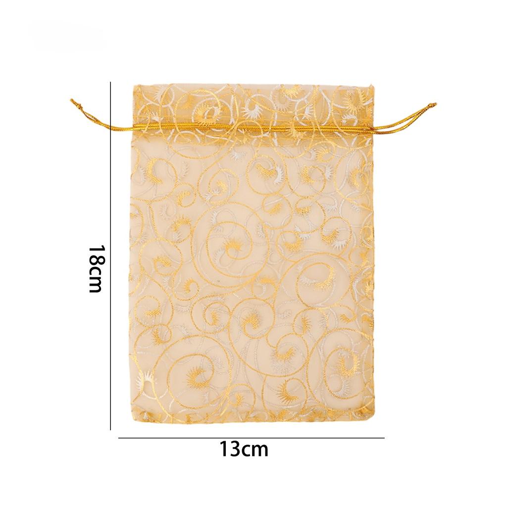 Goldene Organza-Geschenktüten mit Kordelzug Schmuckaufbewahrung Netzbeutel Süßigkeitenverpackungsbeutel Hochzeitsgeschenk Weihnachtsfeier Süßigkeitenbeutel