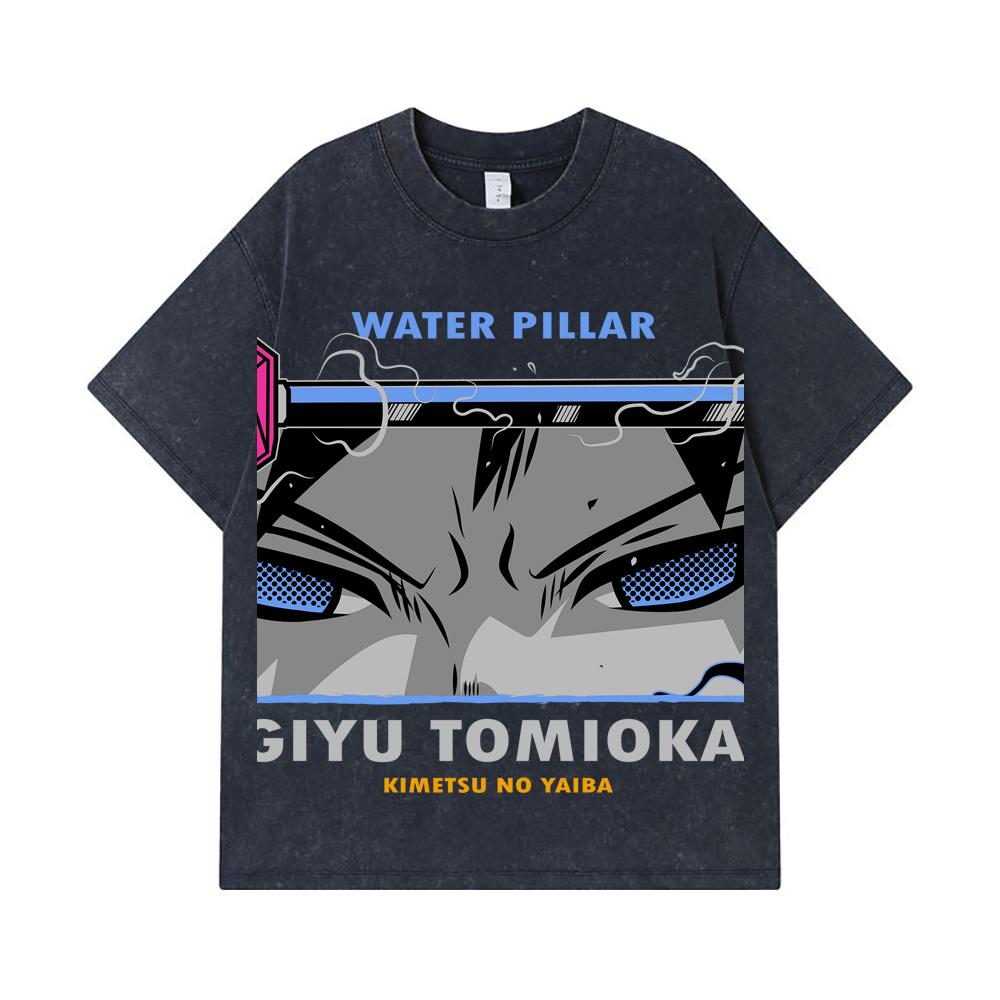 275 GSM Washed T-shirts 100% Cotton Demon Slayer V10 Tomioka Print Unisex Heavy Cotton T Shirt