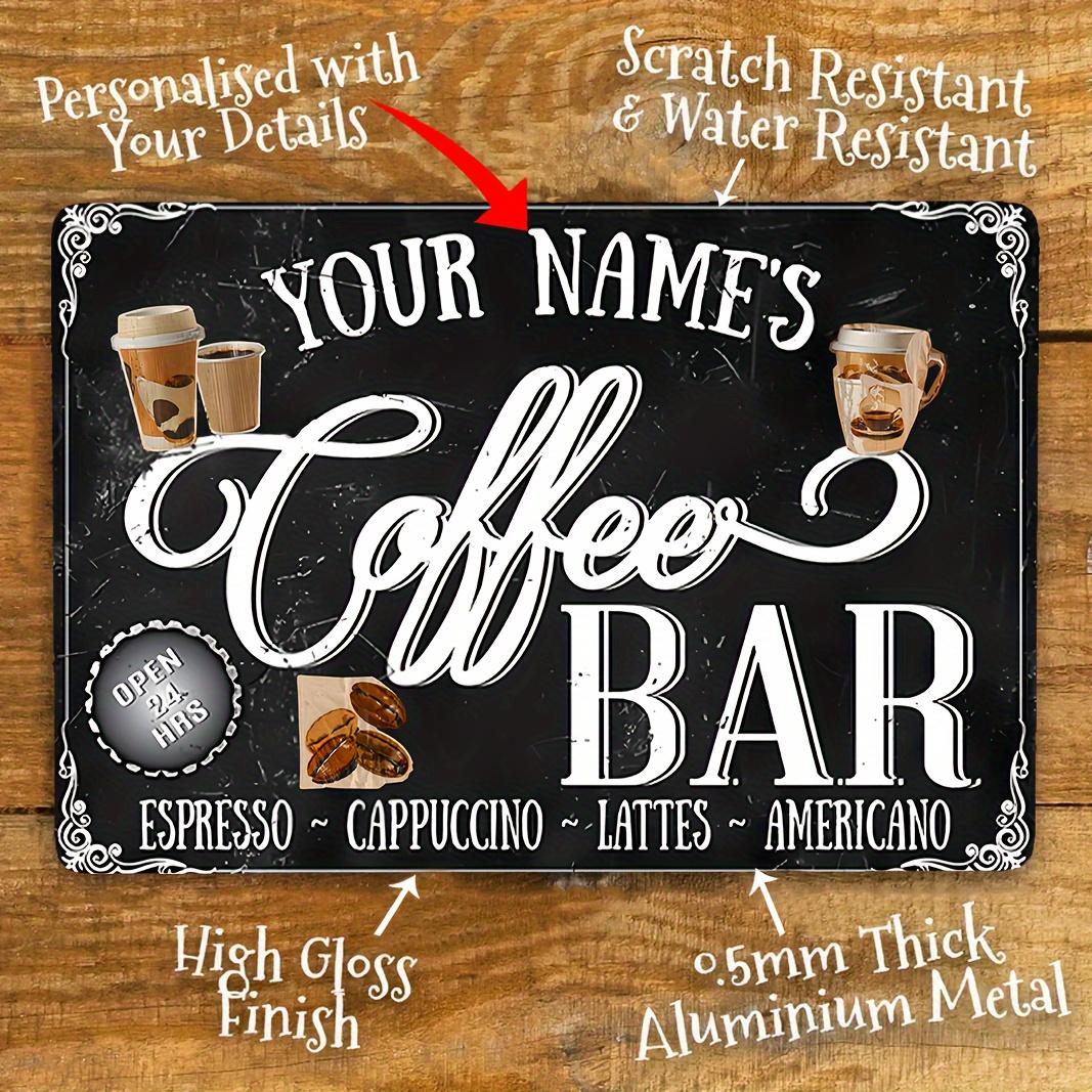 

Custom HD Metal Tin Sign Personalized Cafe Name Custom Your Text Wall Decor for Coffee Shop 20x30cm（7.8x11.8inch）