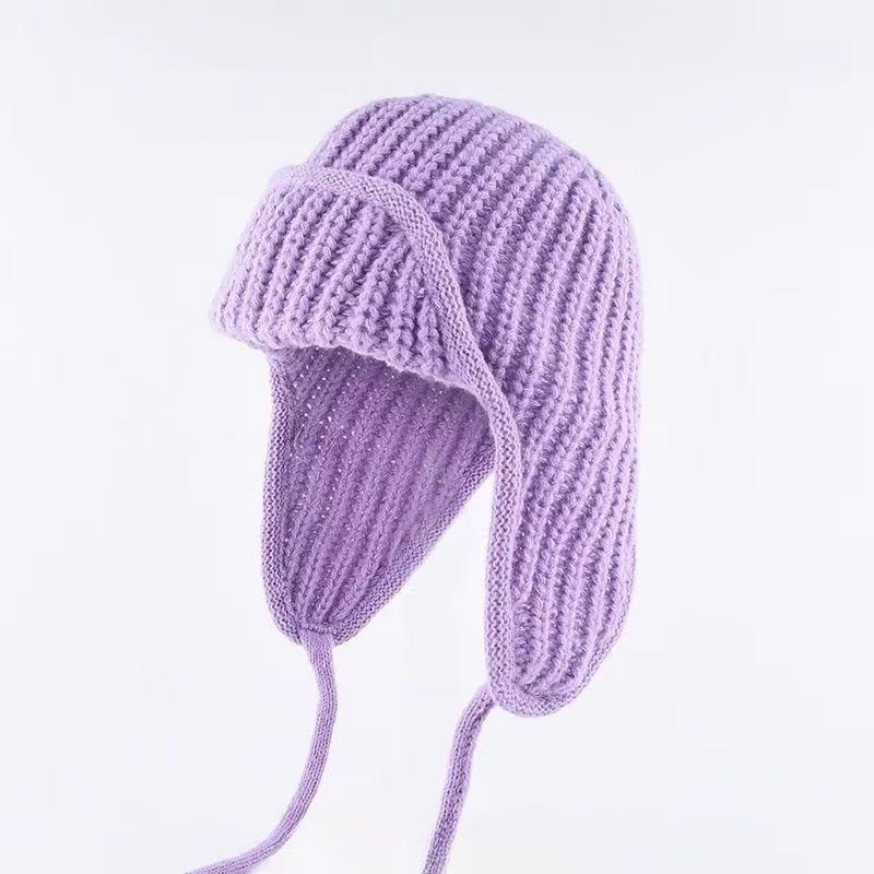 Women S Warm Knit Earflap Hat For Autumn Winter Big Head Circumference Slim Fit