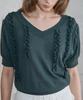 SINOON Puff Ruffle Knit Pullover (Charcoal)