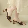 Fashion Patent Leather Sandals and Slippers for Women 2025 Summer New Thin Heel Square Toe Outward Wear Flip-flops High-heeled Sandals