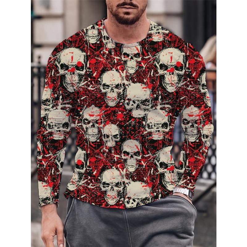 Fashion Pattern Printed T-shirt for Men and Women in Spring and Autumn Casual Outdoor Long Sleeved T-shirt Top Street Clothing