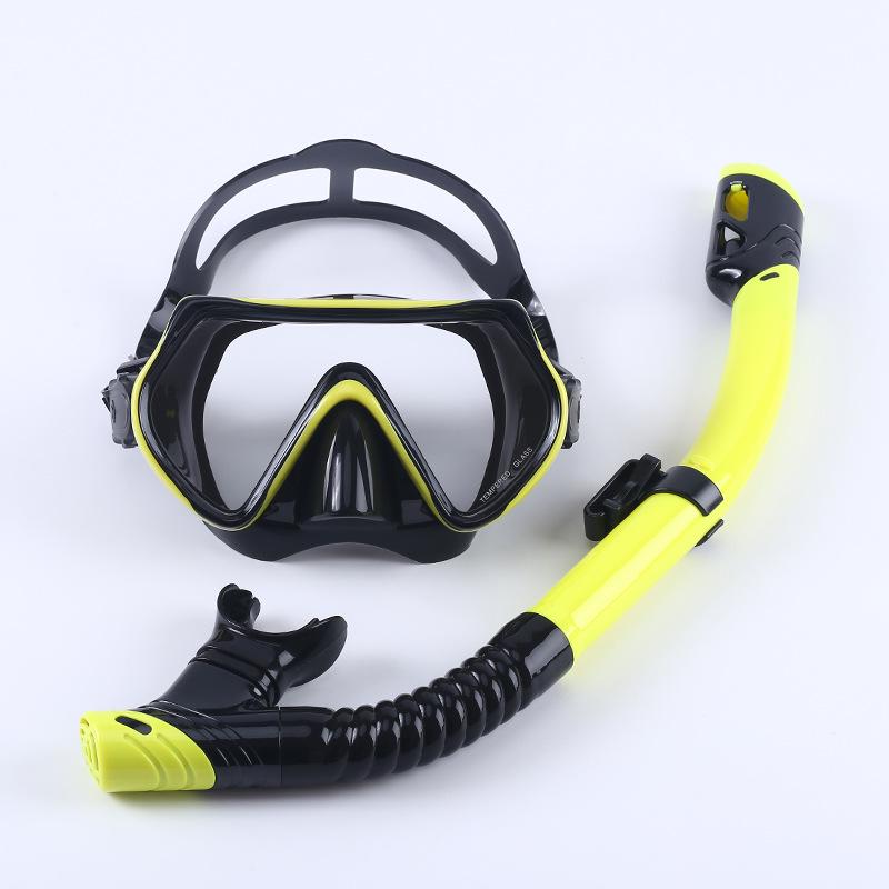 Maschera da Immersione in Silicone per Bambini e Adulti con Snorkel - Lente in Vetro Temperato HD, Montatura Grande