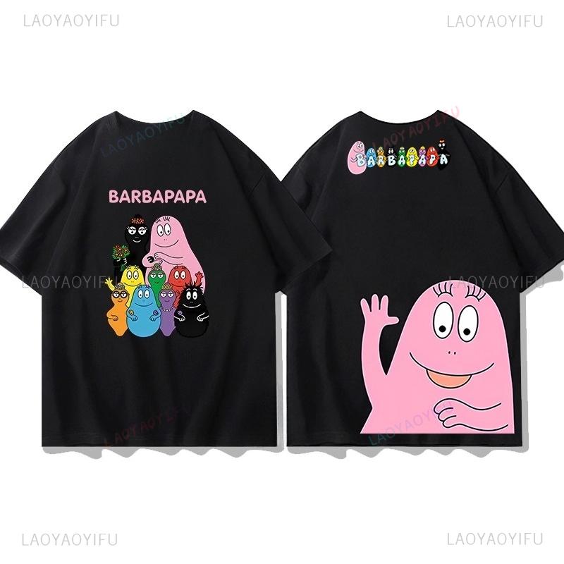 Les Barbapapa T-shirt Polyester Materiaal Goedkope Kinderkleding Casual Ronde Hals Klassieke Vintage Stijl Grafische T-shirts