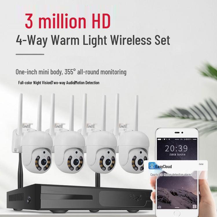 4/8 Channel Wireless Night Vision Dome Camera Kit with Voice Intercom and Full Color HD