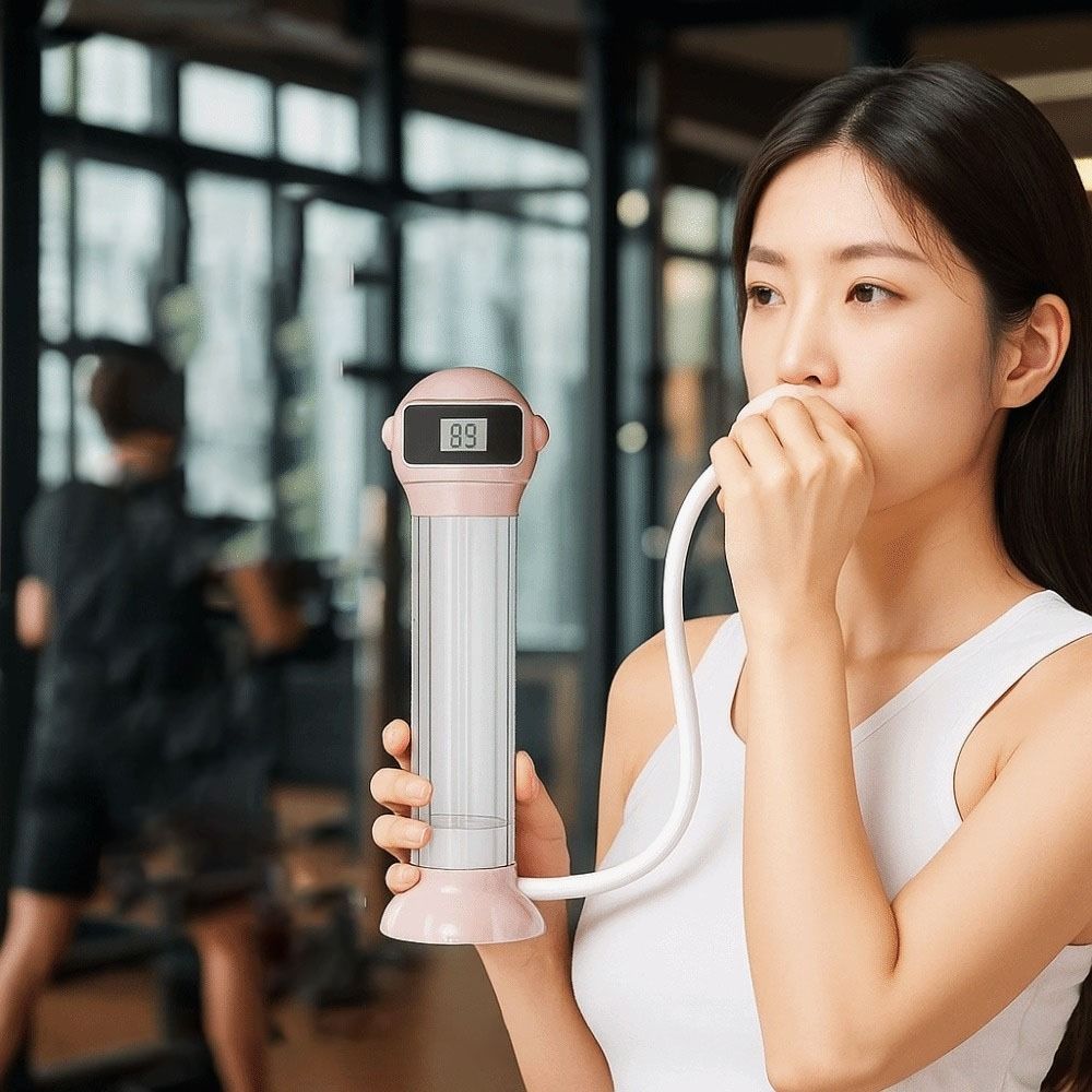 Deep Breathing Respiratory Trainer Ergonomic Design Breathing Dumbbell Trainer  Fitness Equipment