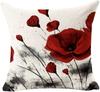 Charming Retro Watercolor Oil Painting Red Poppy Cotton Linen Throw Pillow Case Cushion Cover New Home Office Indoor Decorative