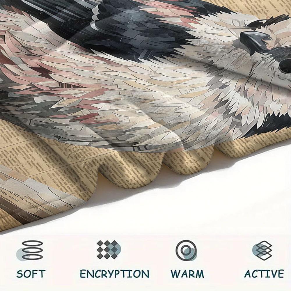 1Pc Stickerbird Print Flannel Blanket, High quality Comfortable for All Seasons, Home Decor, Warmth and Comfort, Perfect for Christmas Gifts