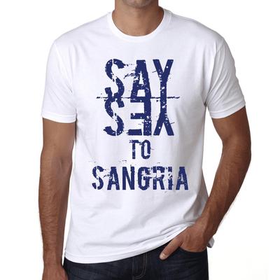 Vintage-T-Shirt für Herren, grafisches T-Shirt „Say Yes to Sangria“, Weiß