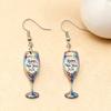 Cross-border New Models, Colorful 2026 Happy New Year Wine Glass Earrings 2D Acrylic Creative New Year's Eve Goblet Earrings