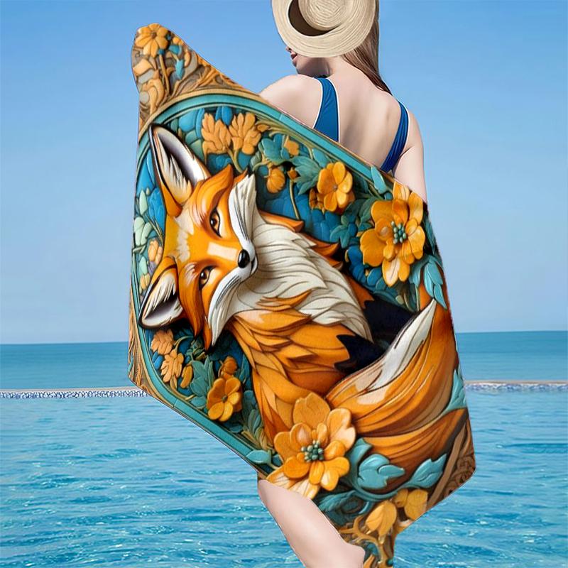 Herbstfuchs Porträt Strandtuch, Superweiche Mikrofaser, Geschenk für Sie/Ihn, Geburtstag, für Pool, Strand, Reisen, Heimdekoration Fan-Geschenke