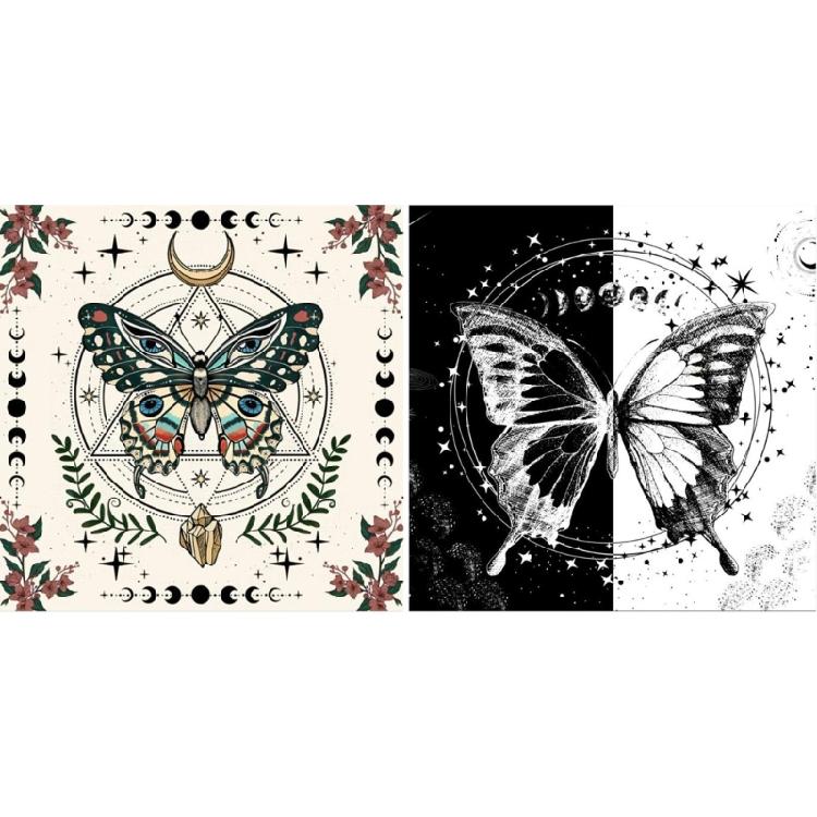 Tapestry Butterfly Moon Phases Tablecloth Bedroom Decorative Background Cloth