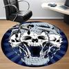1PC Skull Office Round Area Rug, Mat Suitable For Office, Under Office Chairs Bedroom Living Room Home Decor, Room Deco