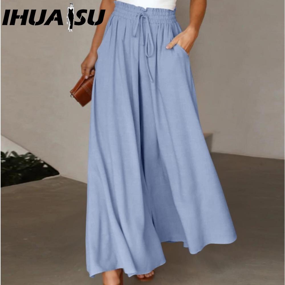 IHUASU Damenmode, lässig, einfarbig, bedruckt, Hosen und Caprihosen