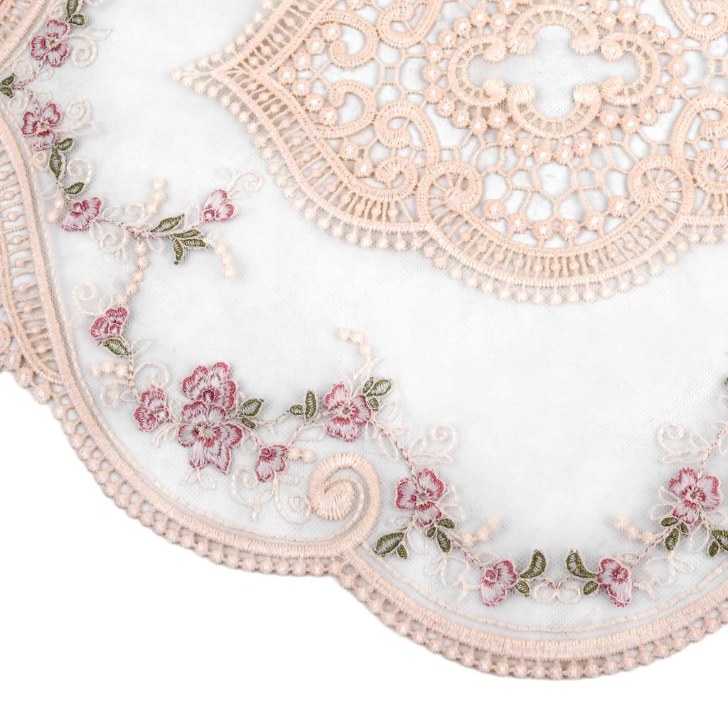 Rose Embroidered Tablecloth Lace Round Table Cover Pastoral European Style Bedside Table Rose Placemat Wedding Party Dinner Deco