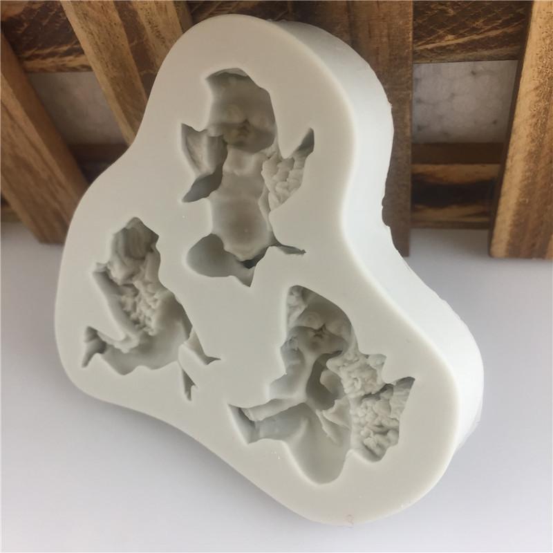 3 Hole Baby Angel Shaped Silicone Mold Cake Decoration Fondant Cookies Tools Candy Molds Creative Angel Chocolate Baking Mold