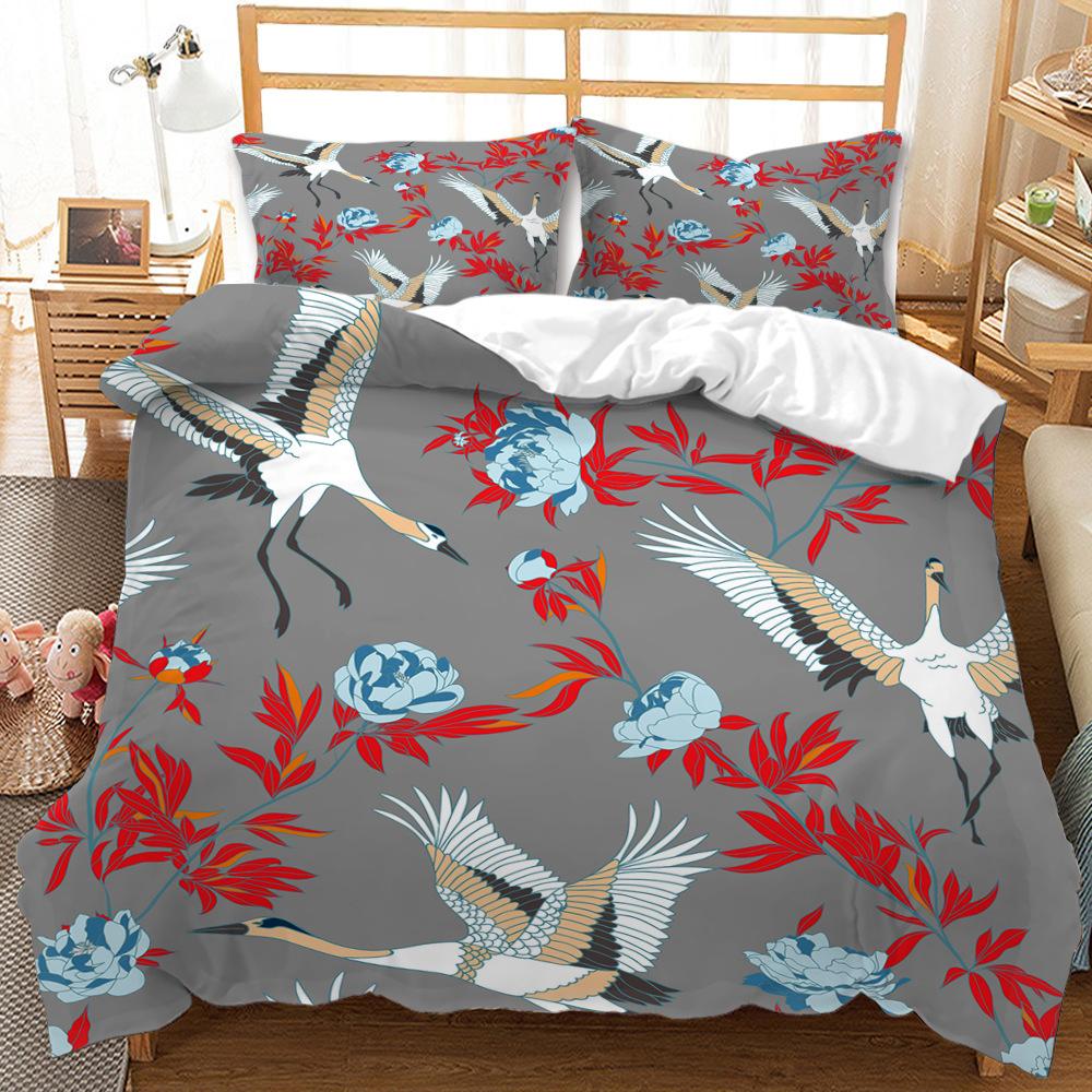 Quilt Cover And Wind Blue Pattern Digital Printing Bedding Three-Piece Set