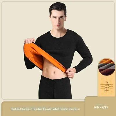 Thermounterwäsche-Set für Herren: Verdickter, Samtgefütterter, Kältefester Baumwollpullover für den Winter