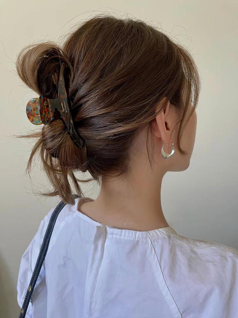 Korean Leopard Print Bow Hair Claw: Extra Large High-End Half Updo Clip for Women