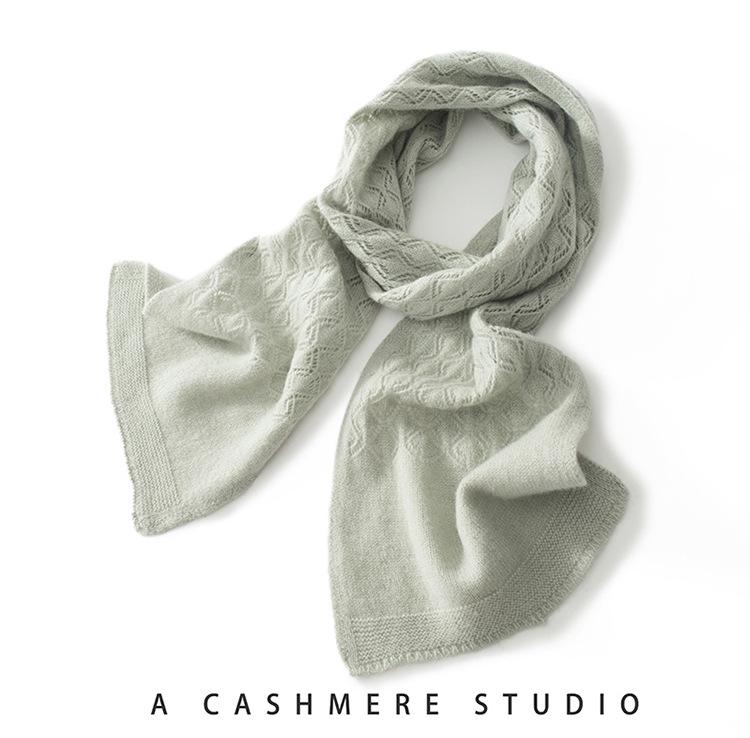 Women's Pure Cashmere Openwork Shawl - Autumn/Winter Korean Style Neck Protection Scarf